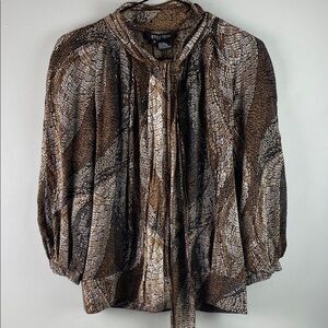 Etcetera Multicolor Patterned Silk Blouse Size 4